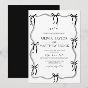 Convite Casamento de Arco Branco e Preto Moderno