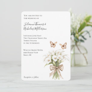 Convite Casamento de Arco de Borboletas Floral Calla Lily