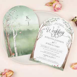 Convite Casamento de Arco de Cottagecore Whimsical Tree Wa