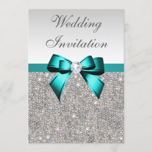 Convite Casamento de Arco de Diamante de Teal Vibrante Seq