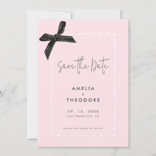 Convite Casamento de Arco de Fita Elegante Salvar a Data