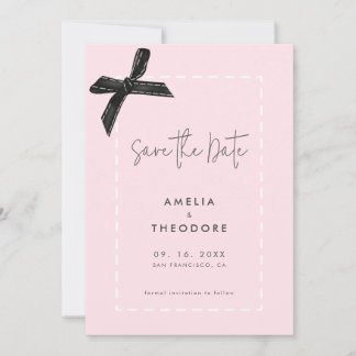 Convite Casamento de Arco de Fita Elegante Salvar a Data