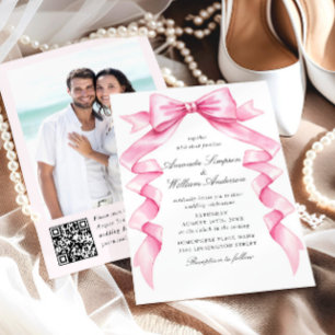 Convite Casamento de Arco de Mão Rosa-Rosa-Elegante