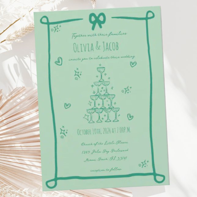 Convite Casamento De Arco De Sábio Desenhado À Mão (Criador carregado)