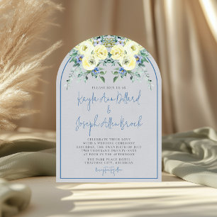 Convite Casamento de Arco Floral Amarelo Azul