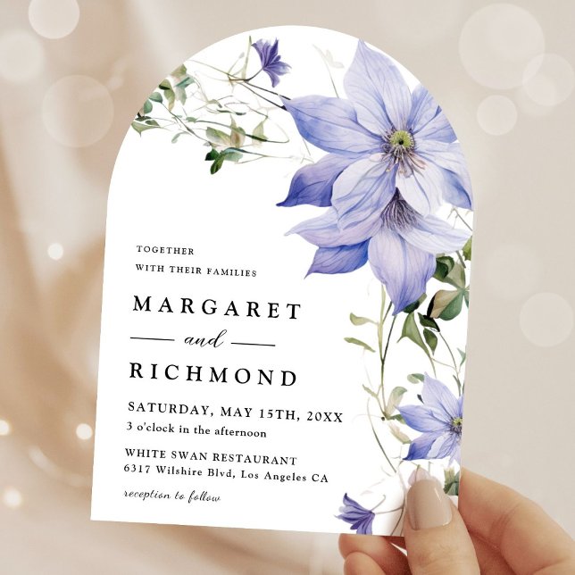 Convite Casamento de Arco Floral Russo de Cor Azul Dusty (Criador carregado)