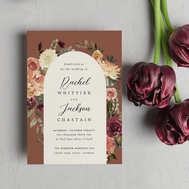 Convite Casamento de Arco Floral Rustic Bloom Watercolor (Criador carregado)