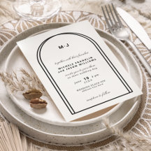 Casamento de Arco Mínimo Preto Branco Monograma