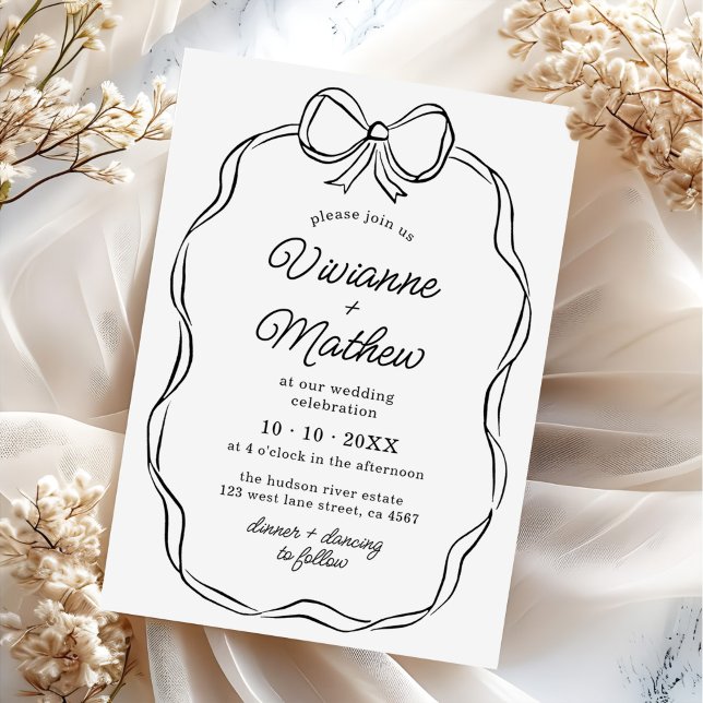 Convite Casamento de Arco Negro Desenhado pela Mão Moderna (Criador carregado)