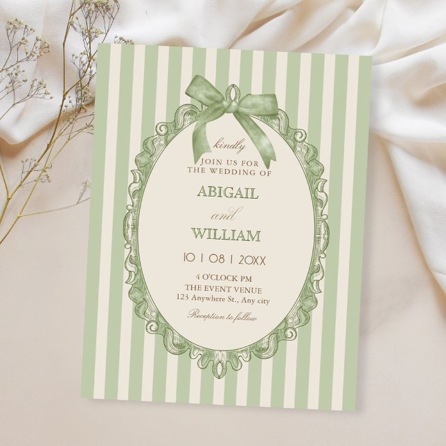 Convite Casamento de arco verde elegante vintage  (Criador carregado)
