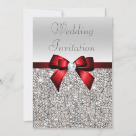 Convite Casamento de Arco Vermelho Real e Diamond Sequins