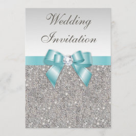 Convite Casamento de Arcos de Teal de Ouros de Prata Impre