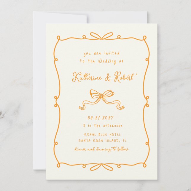 Convite Casamento de Arcos Desenhados à Mão (Frente)