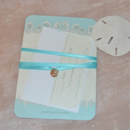 Convite Casamento de Areia e Estrelas Shell Garland
