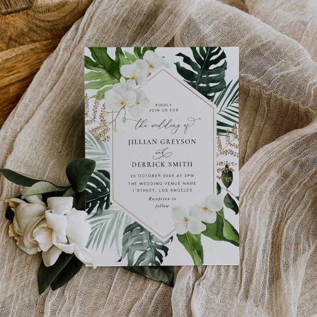 Convite casamento de armação botânica tropical (Criador carregado)