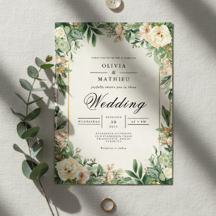 Convite Casamento de Arquivamento Floral Verde Lush