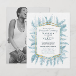 Convite Casamento de arte azul esverdeada de inverno