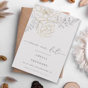 Convite Casamento de Arte da Linha Floral Elegante Salvar 