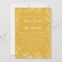 Casamento de Arte de Linha Botânica Amarela Dourad
