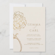 Casamento de arte de linha de peônia dourada moder