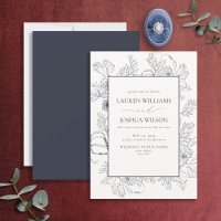 Casamento de Arte de Linha Floral Azul-Marinho Ele