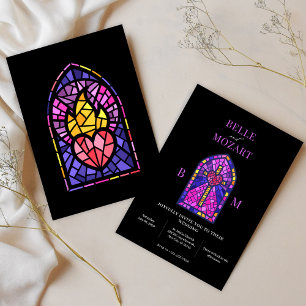 Convite Casamento de arte de vidro manchado pela igreja