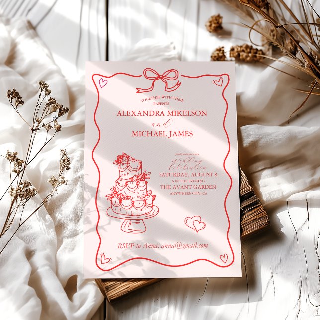 Convite Casamento de Arte Doodle Retro Caprichoso (Criador carregado)
