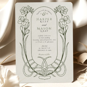 Convite Casamento de Arte Elegante Nouveau Freesia Line