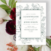 Casamento de Arte em Linha Floral Elegante Emerald