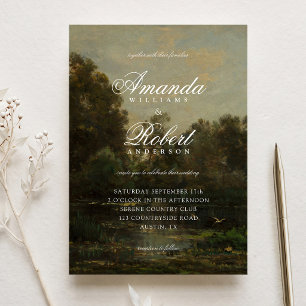Convite Casamento de Arte Fina Romântica e Elegante