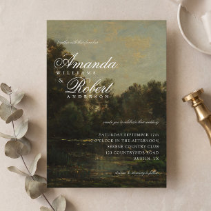 Convite Casamento de Arte Fina Vintage Elegante
