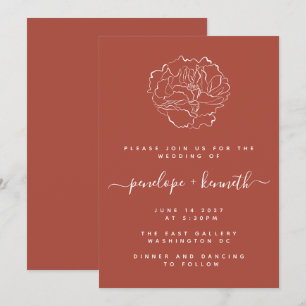 Convite Casamento de Arte Floral com Script Mínimo   Terr