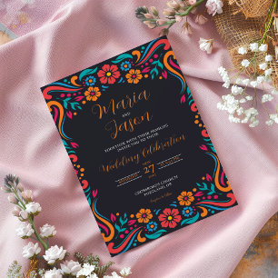 Convite Casamento de Arte Folar Preta e Tradicional Mexica