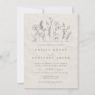 Convite Casamento de Arte Minimalista do Jardim das Flores