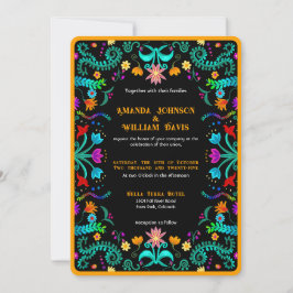 Convite Casamento de Arte Popular Mexicana Floral Fiesta