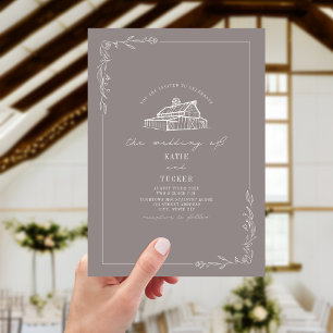 Convite Casamento de Arte Rústica Barn Ametist