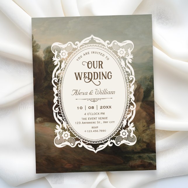 Convite Casamento de arte vintage (Criador carregado)