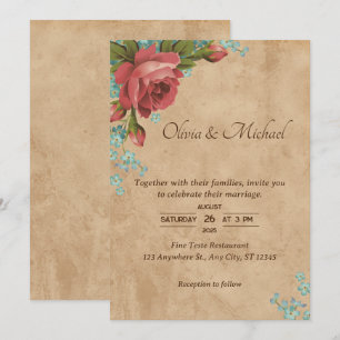 Convite Casamento de Artesanato de Papel Vintage
