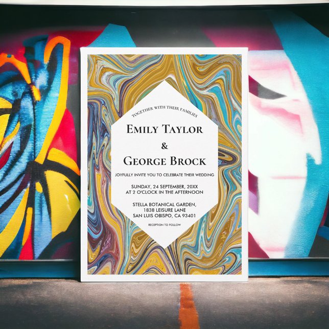 Convite Casamento de Artista de Pintura Líquida de Abstrat (Criador carregado)