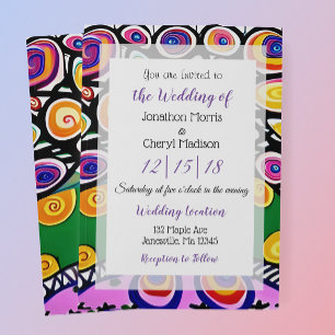 Convite Casamento de árvore boho brilhante e colorido