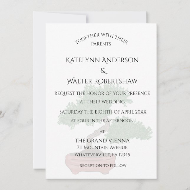 Convite Casamento de Árvore Bonsai (Frente)