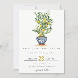 Convite Casamento de Árvore de Limão Amarelo Boho-Marroqui