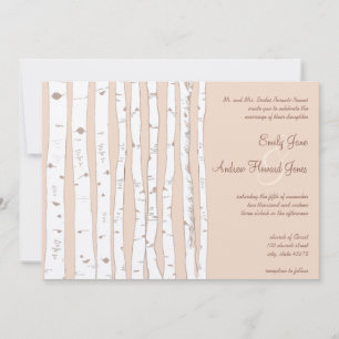 Convite Casamento de Árvore de Nascimento de Prata Russet