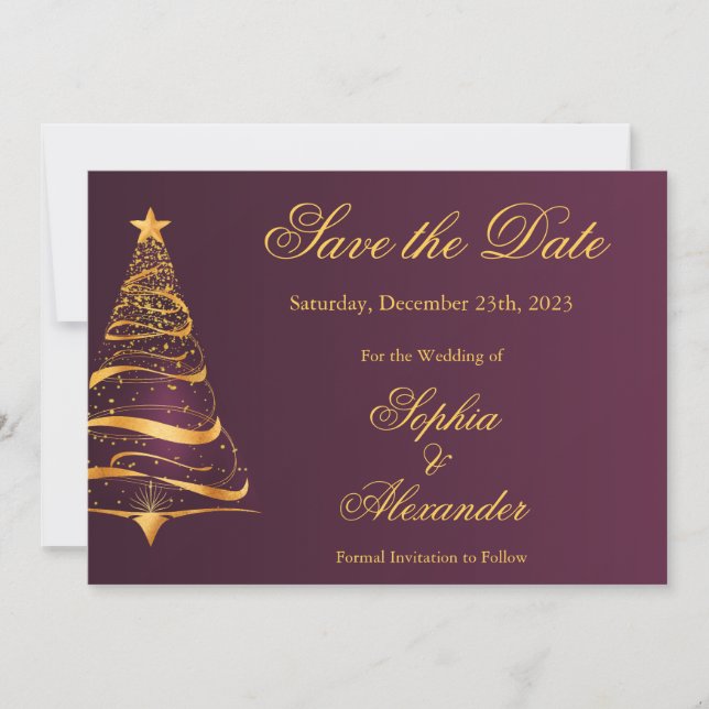 Convite Casamento de Árvore de Natal de Na moda Chic Salve (Frente)