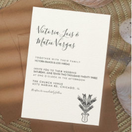 Convite Casamento de Árvore de Palma Desenhada Simples