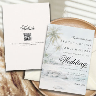 Convite Casamento de Árvore de Palmeira em Aquarela de Pra