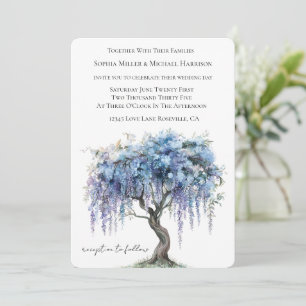 Convite Casamento de Árvore Florindo Roxo Romântico