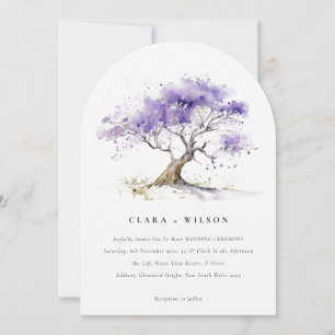 Convite Casamento de Árvore Lilac Watercolor Jacaranda