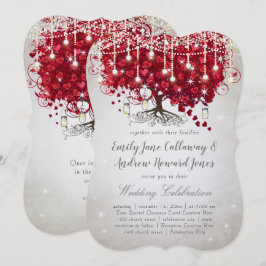 Convite Casamento de Árvore Rustic Country Mason Jar Red &