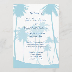 Convite Casamento de Árvore Tropical Azul